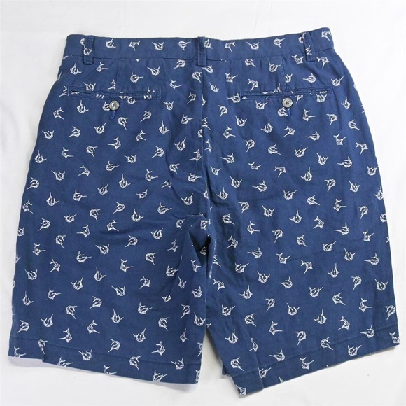 Polo Ralph Lauren 32 x 9" Navy Blue All Over Swordfish Linen Chino Shorts - Picture 5 of 5